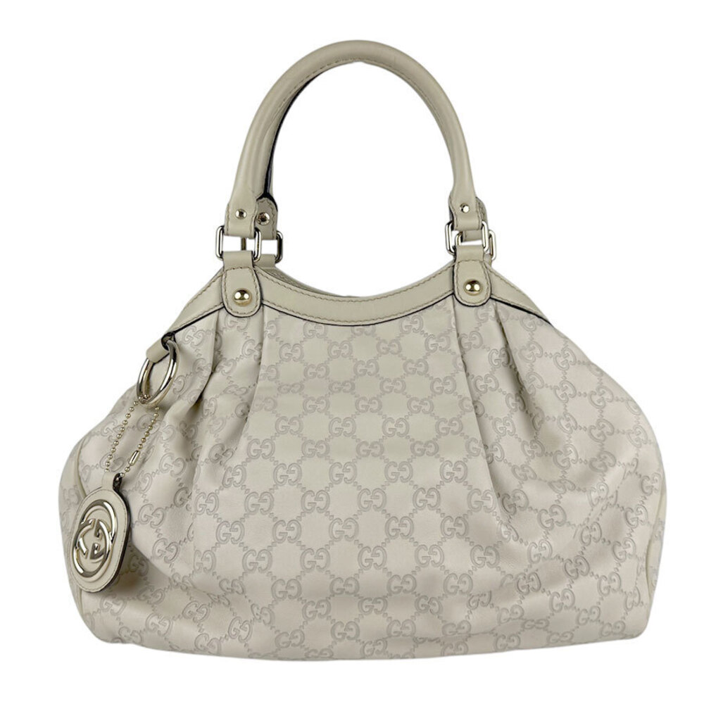 Gucci Sukey Guccissima Canvas Leather Hobo Bag Beige Tan